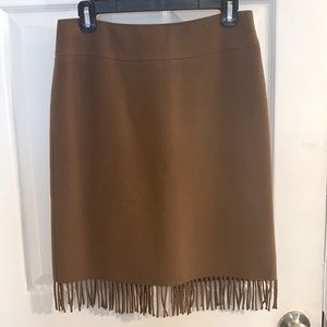 Brown Wool Jones New York Fringe Skirt, Size 4P